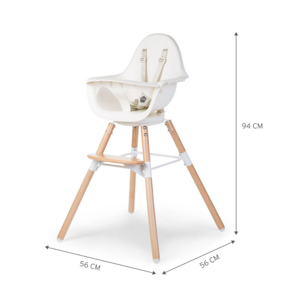 Childhome Evolu One.80° Rotating Highchair (50-75 Cm/*90 Cm) - Natural/White