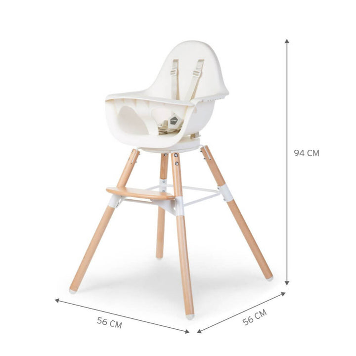 Childhome Evolu One.80° Rotating Highchair (50-75 Cm/*90 Cm) - Natural/White