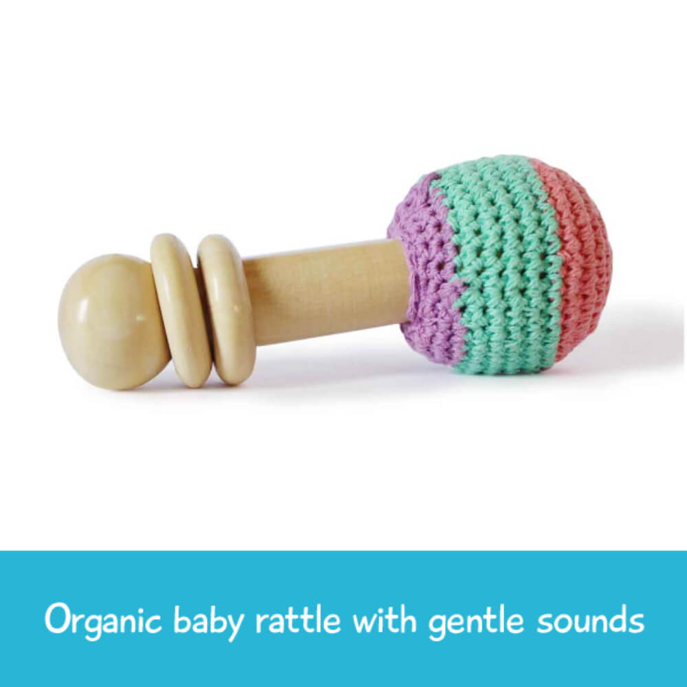 Wooden Non-Toxic Crochet Shaker Rattle Toy