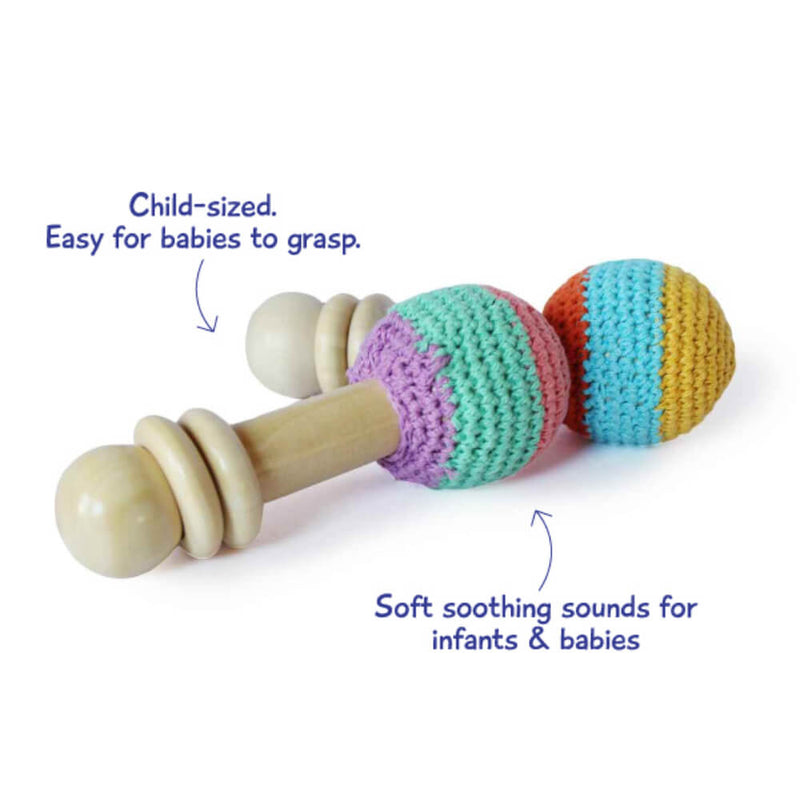 Wooden Non-Toxic Crochet Shaker Rattle Toy