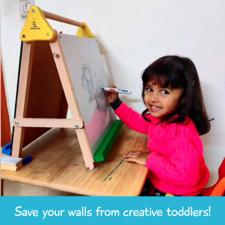 Wooden Table-Top 3-In-1 Drawing Board