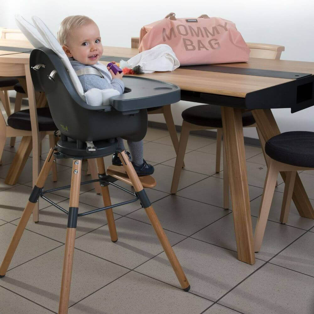 Childhome Evolu One.80° Rotating Highchair (50-75 Cm/*90 Cm) - Natural/Anthracite