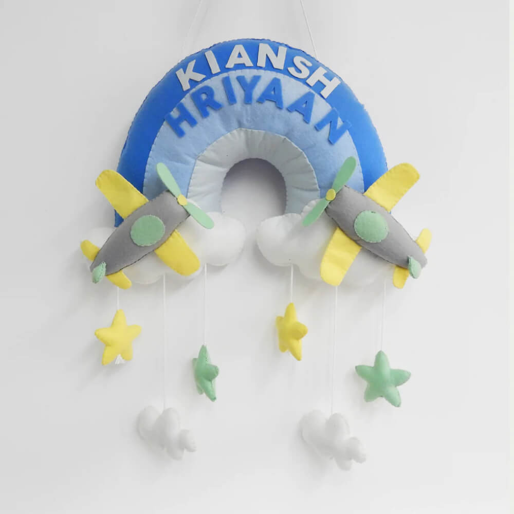 GWD Kids Two Little Airplanes Personalised Name Hanging