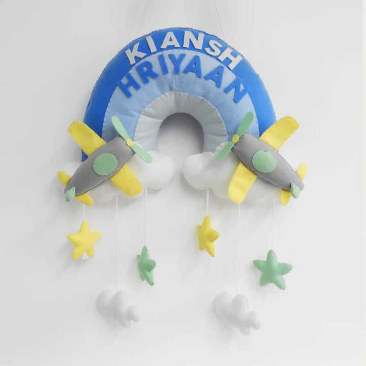 GWD Kids Two Little Airplanes Personalised Name Hanging
