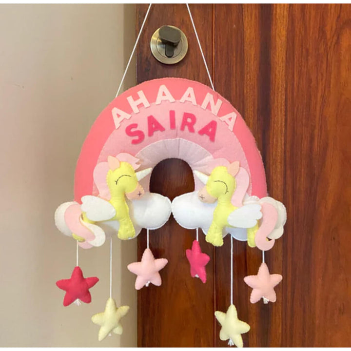 Two Little Unicorns Personalised Name Hanging