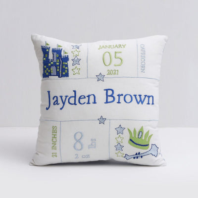Little West Street Personalized Prince Birth Pillow