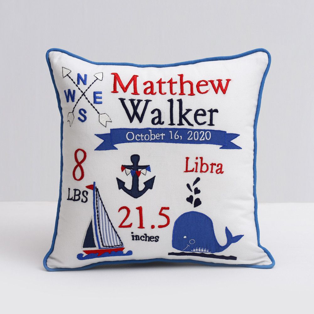 Little West Street Nautical Birth Pillow