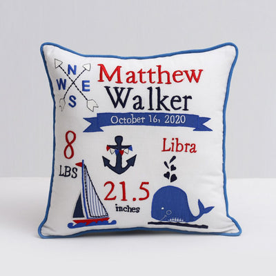 Little West Street Personalized Nautical Birth Pillow