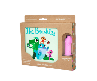 The Brushies Pinkey the Pig Finger Toothbrush and English Book