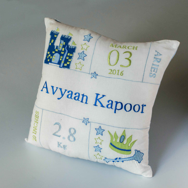 Little West Street Personalized Prince Birth Pillow