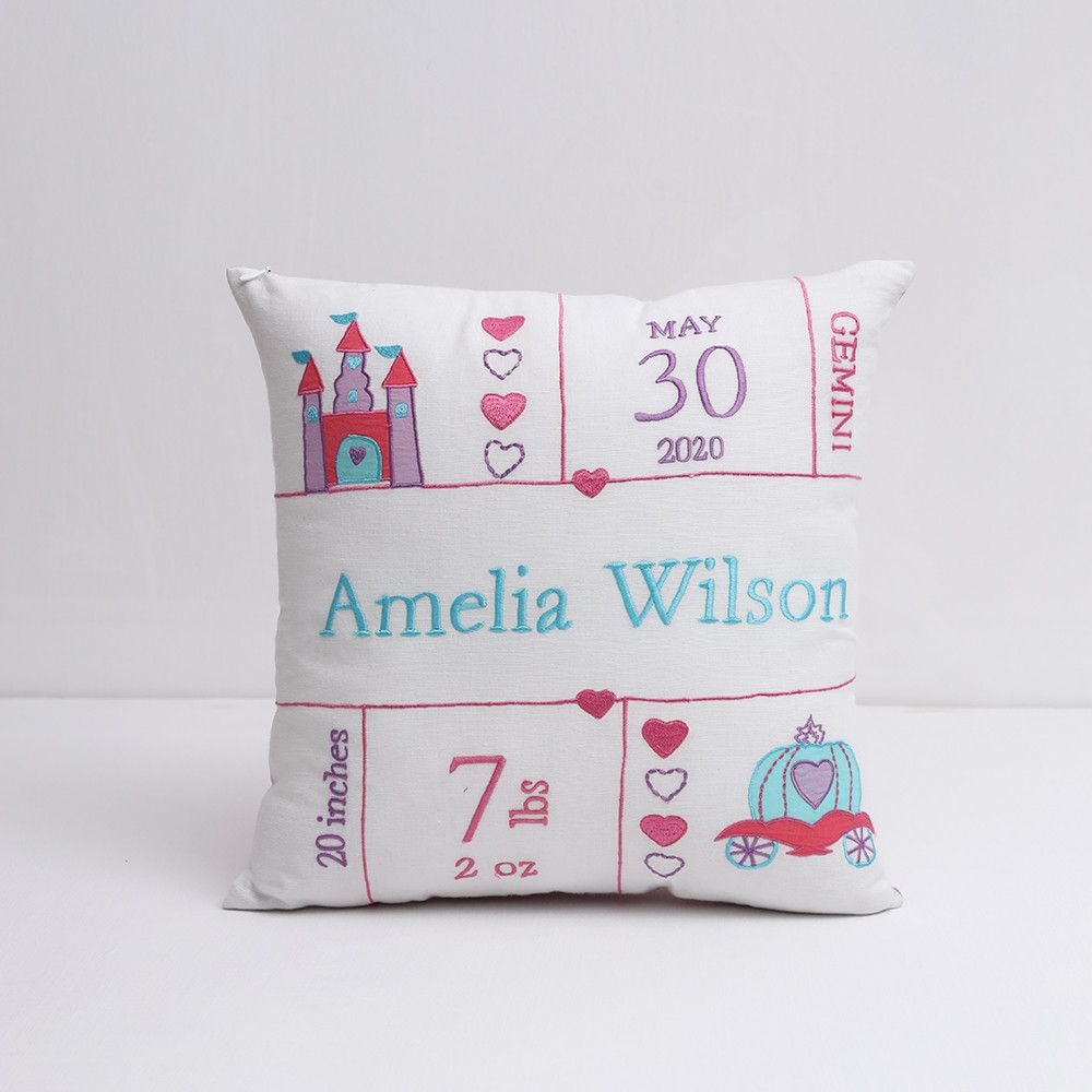 Little West Street Personalized Princess Birth Pillow